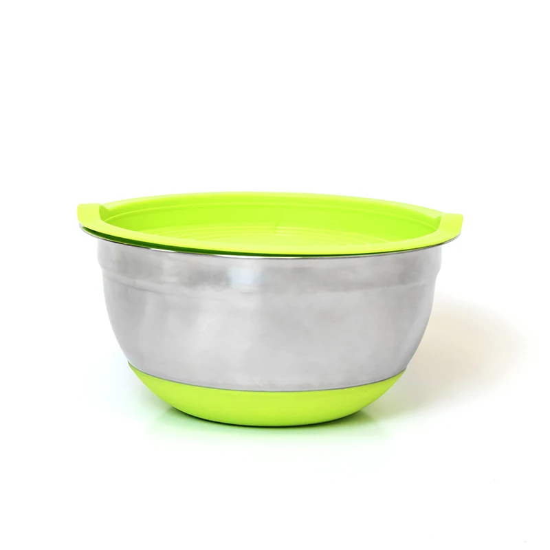 

28cm Non Slip Colorful Silicone Bottom Nesting Storage Bowls Salad Bowl Stainless Steel Mixing Bowls