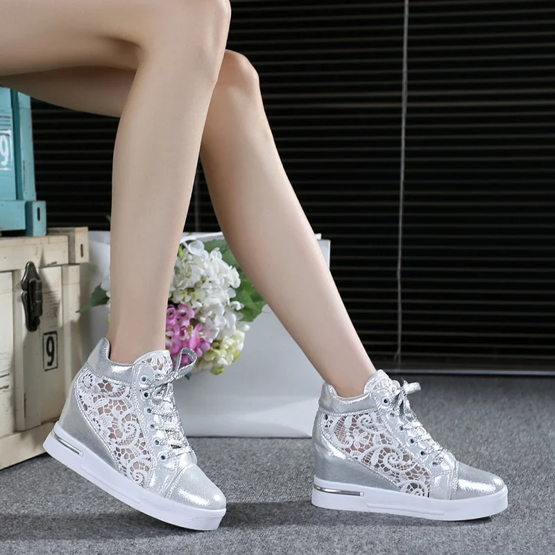 

Summer Women Shoes Woman Breathable Mesh Sneakers Flats Lace Loafers Thick Heels Platform Wedges Casual Comfort Creepers