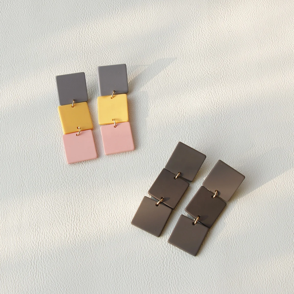 

JUHU Hot Jewelry Acrylic Earring Stud Clay Texture Bohemia rectangle Cute Resin Romantic For Girl Trendy Earring, Colorful