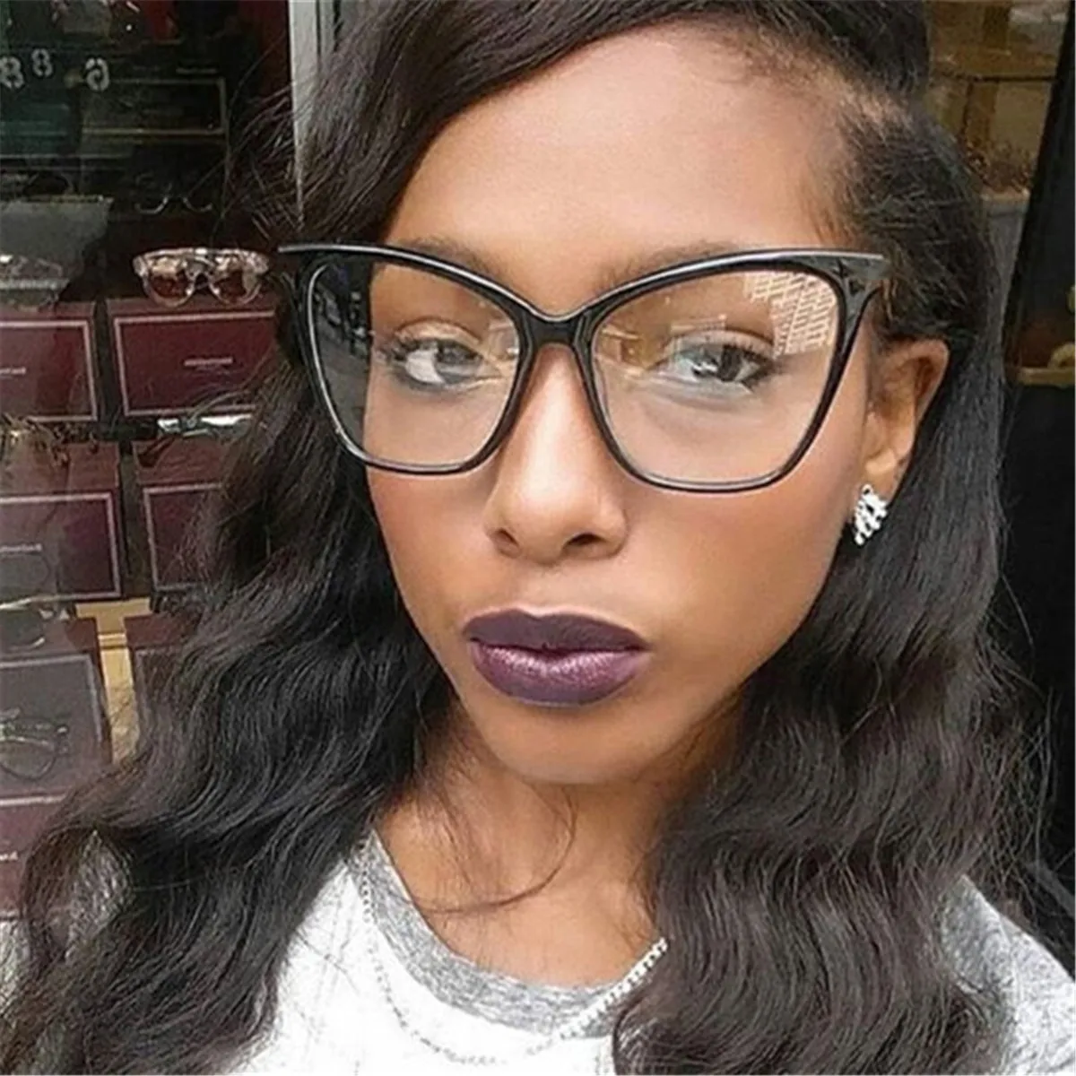 Fashion Retro Cat Eye Spectacle Glasses Frame Transparent Lens Women Eyewear Optical Eyeglasses Frame