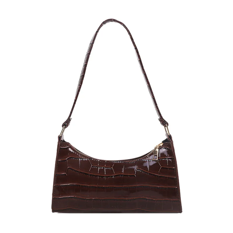 

Fashion Alligator Pattern Underarm Bag Solid Color Handbags Bright Leather Shoulder Bag for Ladies