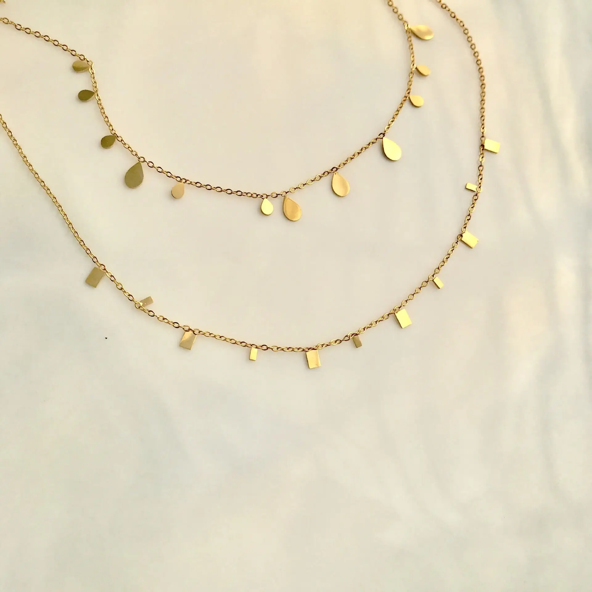 

stainless steel drop geometric gold coin pendant women choker necklaces