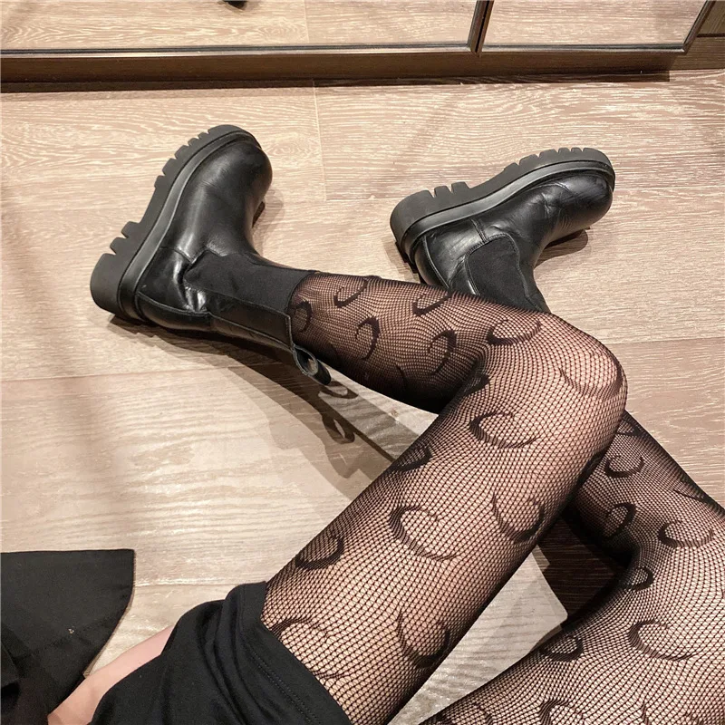 

Women's Sexy Pantyhose Fishnet Tights Sexy Mesh Hollow Stockings High Elastic Letter Stockings Sexy Luxury Black Pantyhose