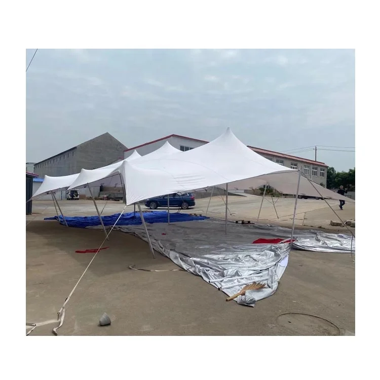 

four ways elastic camping tent manufacturers hot sale stretch tent for parties, Beige white or customized