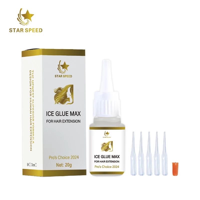StarSpeed Ice Glue Max Clear for Hair Extensions Cold Build Human Hair Extension Adhesive Pro Nix Ice Extension Gel Transparent