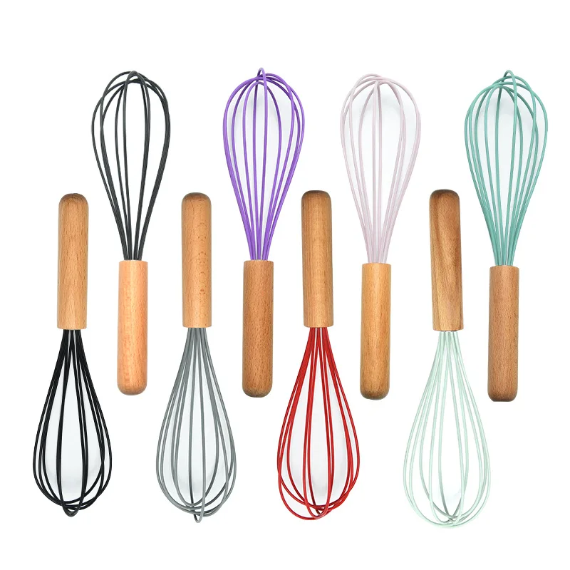 

Mixer Egg Beater Manual Self Turning wooden handle Whisk Hand Egg Cream Stirring Kitchen Tools