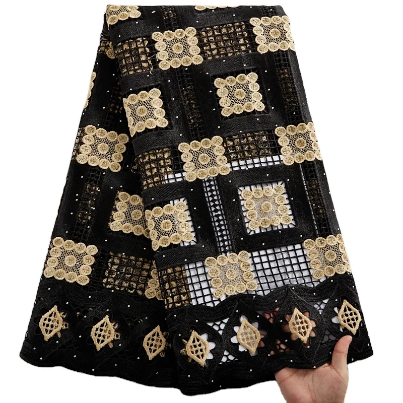 

Guipur High Quality Water Soluble African Guipure Embroidery Lace Fabric Soft Skin Double Color Cord Lace For Party Dress 2470