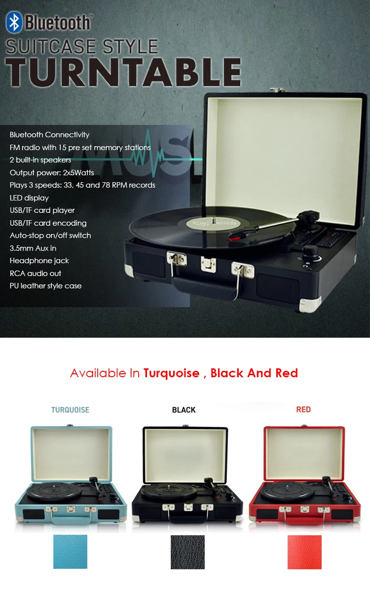 Hot selling bluetooth turntable wireless system outdoor funny dj turntable - ANKUX.COM