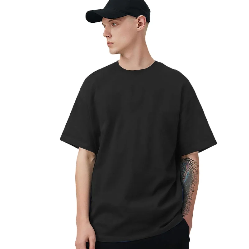 

2024 Design pro club heavyweight t shirt tee custom screen print drop shoulder 100% cotton hip hop plain oversize men t shirt
