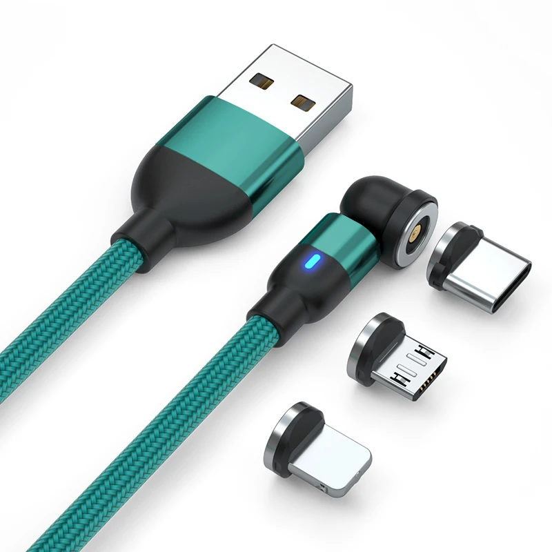

Factory directly 540 magnetic usb charge cable fast charger micro usb type c charging cord 2.4A with led light