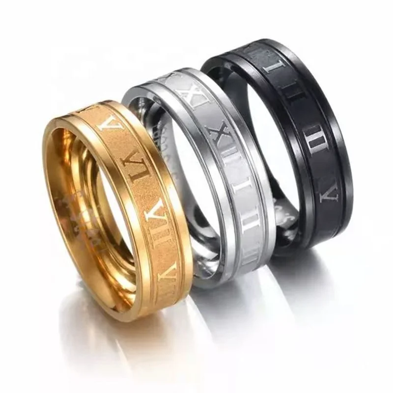 

Punk Roman Number Fidget Ring For Women Men Stainless Steel Ring Anillos Fashion Jewelry Set