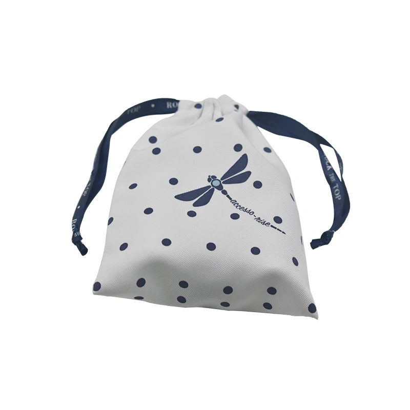 

Custom White Cotton Twill Drawstring Bag For Jewelry Gift Packing