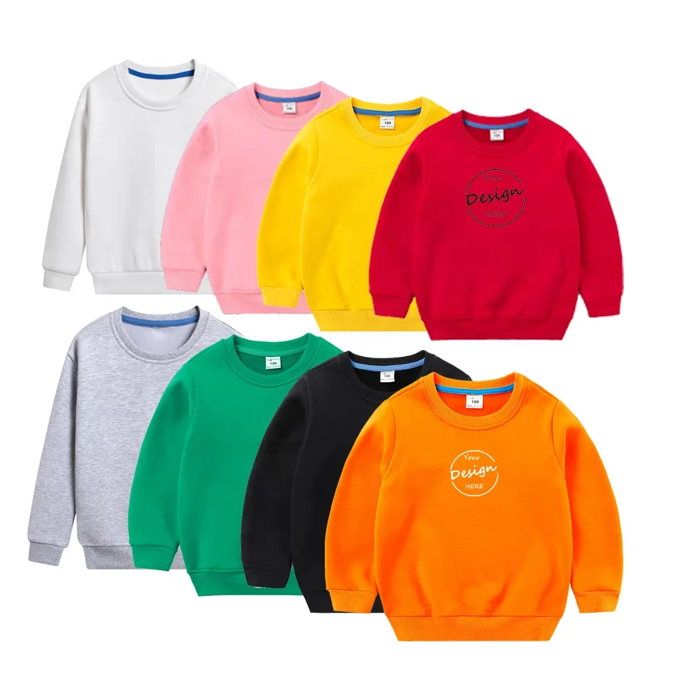 

JL-10805 Custom high quality crew neck girls sweatshirts kids candy color blank kids sweatshirt cute boys sweatshirt