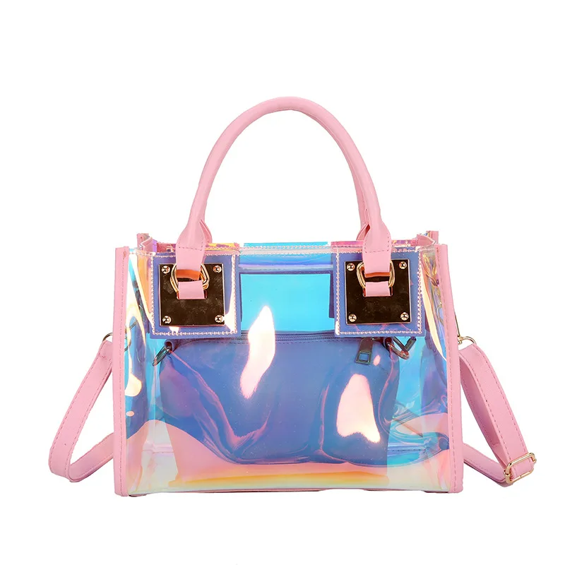 

Waterproof Transparent Holographic Tote Bag Clear Pvc Jelly Bags Handbags Women, Multi