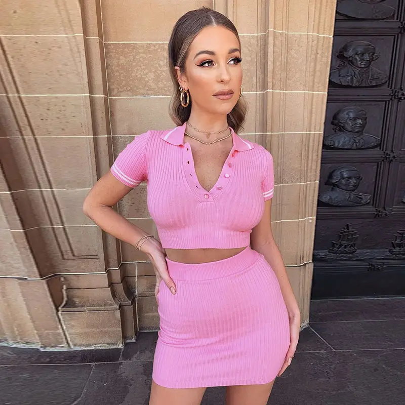 

Hot sale 2021 summer fashion women's suit sexy girl T-shirt casual skirt suit