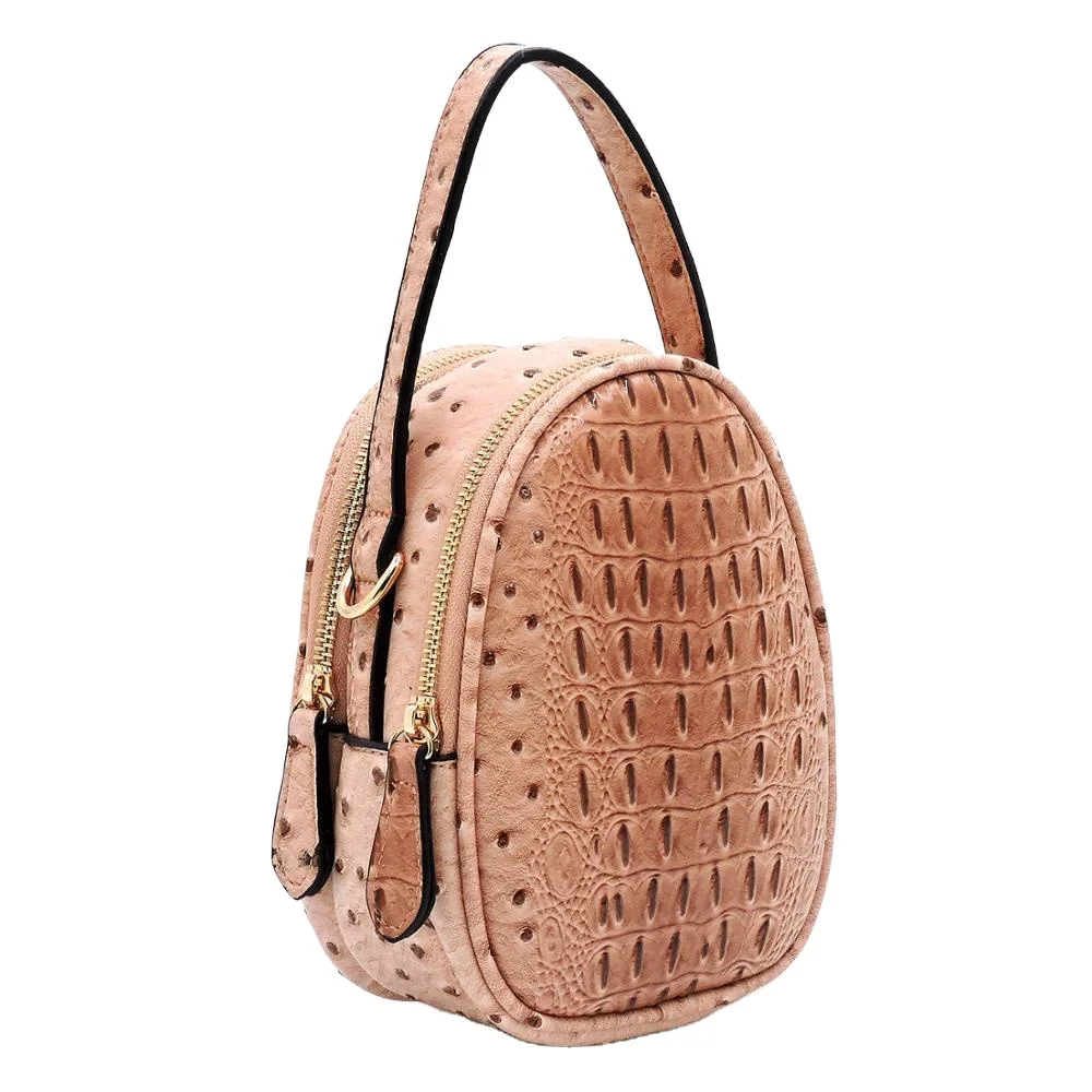 

Guangzhou bag factory Cappuccino new products Fashion Ladies Ostrich Croc Mini Crossbody Satchel bag