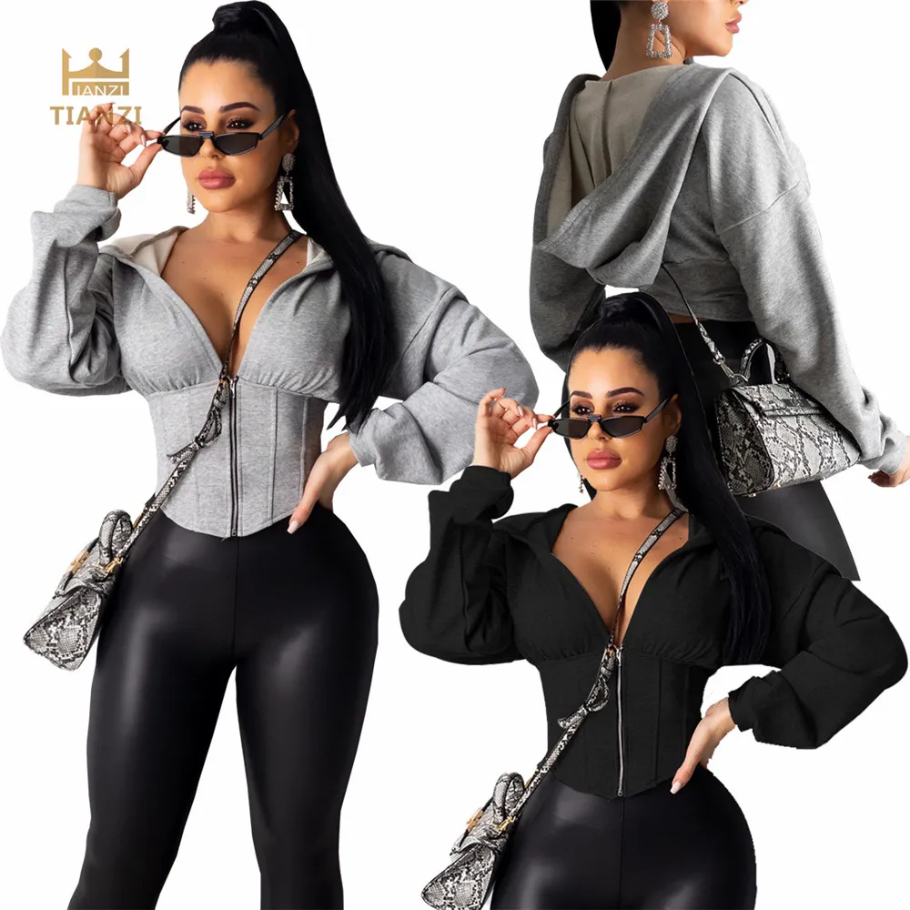 

Y4303 - women modern solid long sleeve hoodies