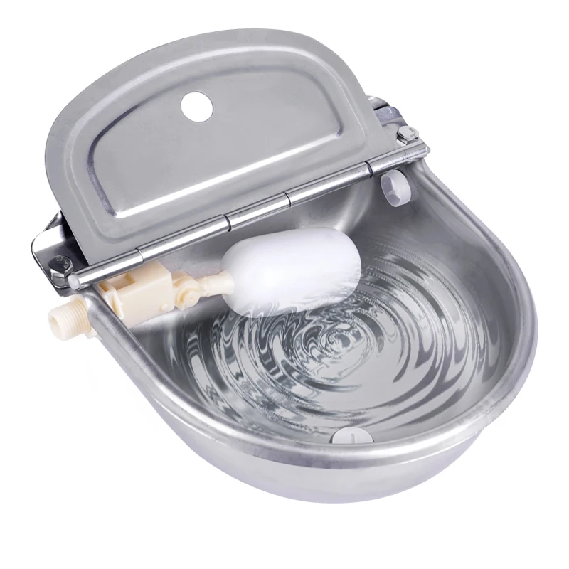 Automatic Animal Drinkers Stainless Steel Cattle Drinking Water Bowl Livestock Water Trough with Float Valve