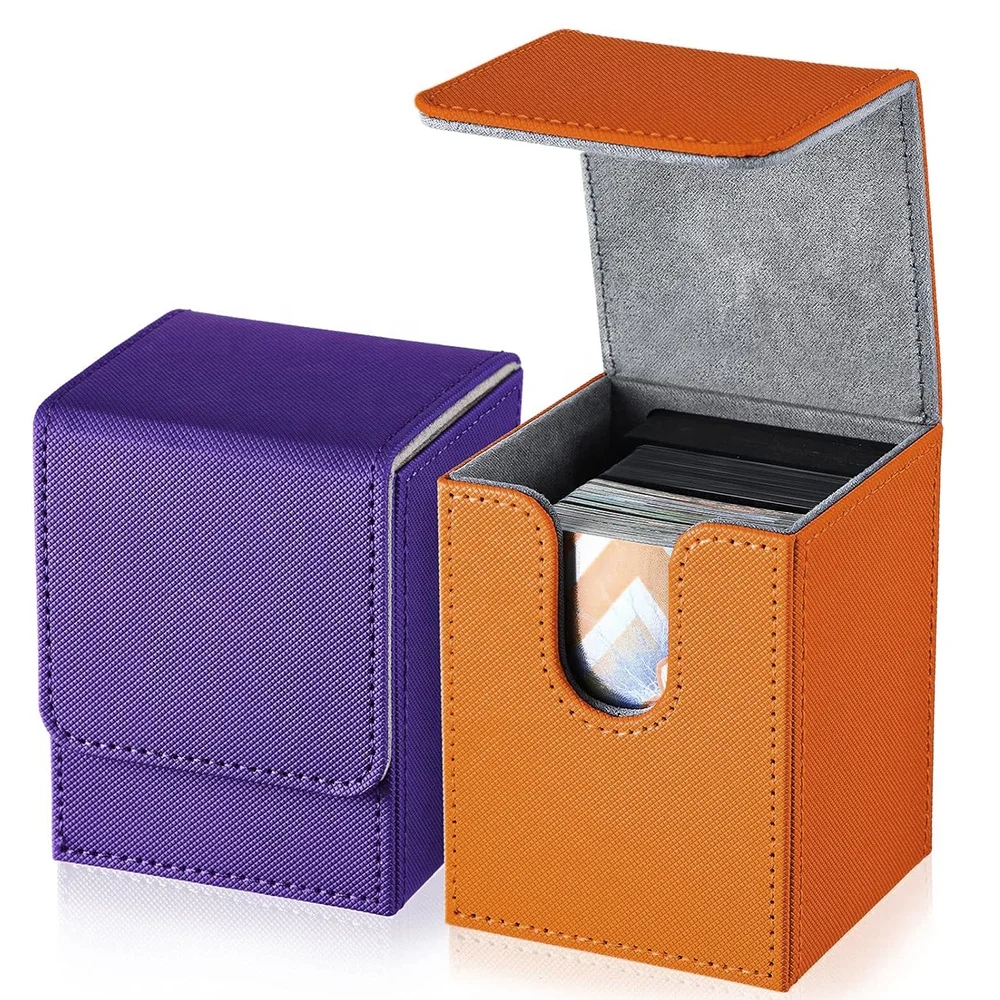 Torson 80+ PU Single Sleeve Card Waterproof TCG Commander Playing Deck Box Business Storage Storage Box for Board Games