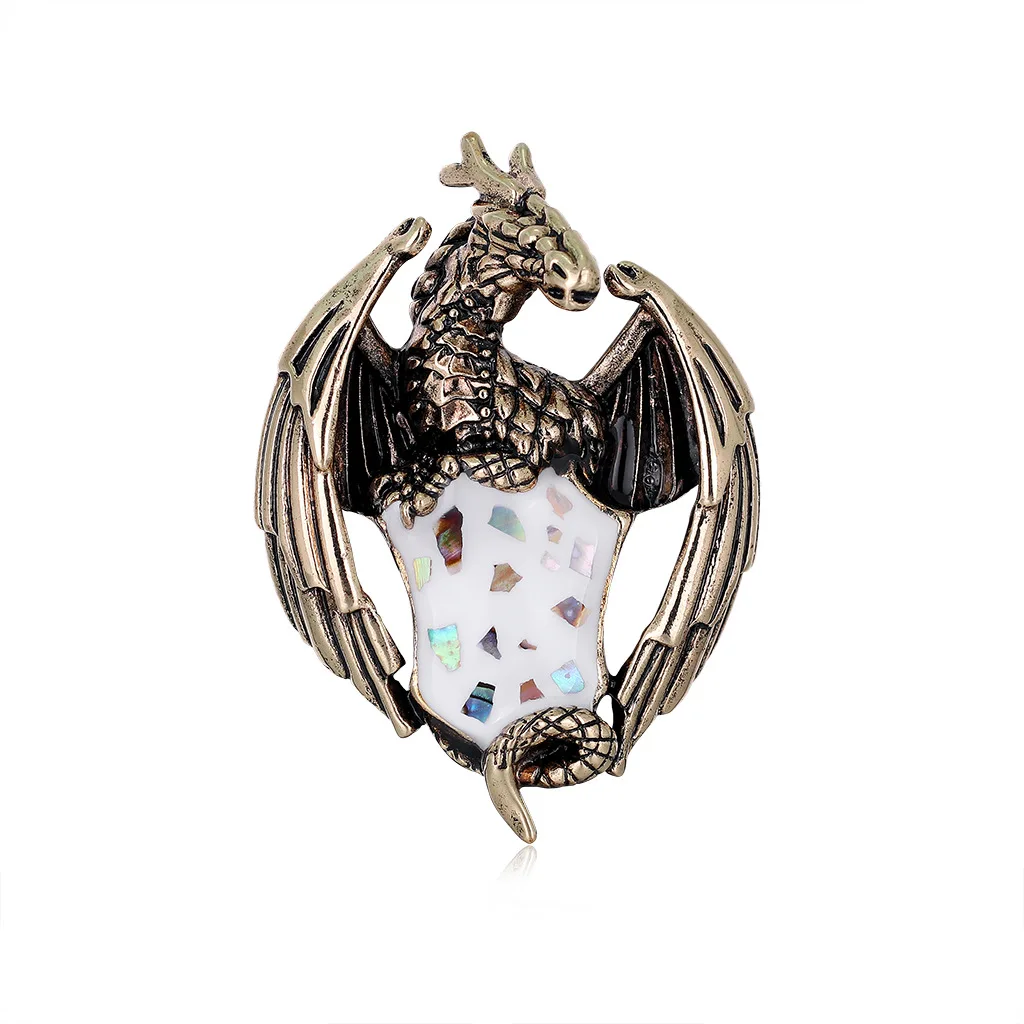 

Fashion Brooch Jewelry Rhinestone Dragon Shape Design Animal Brooches Pins For Man, Gold/silver