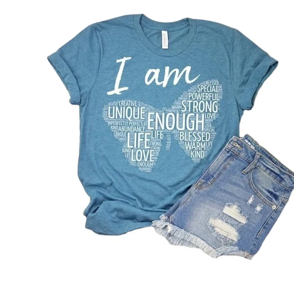 

I Am Enough Christian Butterfly Letter Printed T-Shirt Tee 2020 Summer Casual Wear