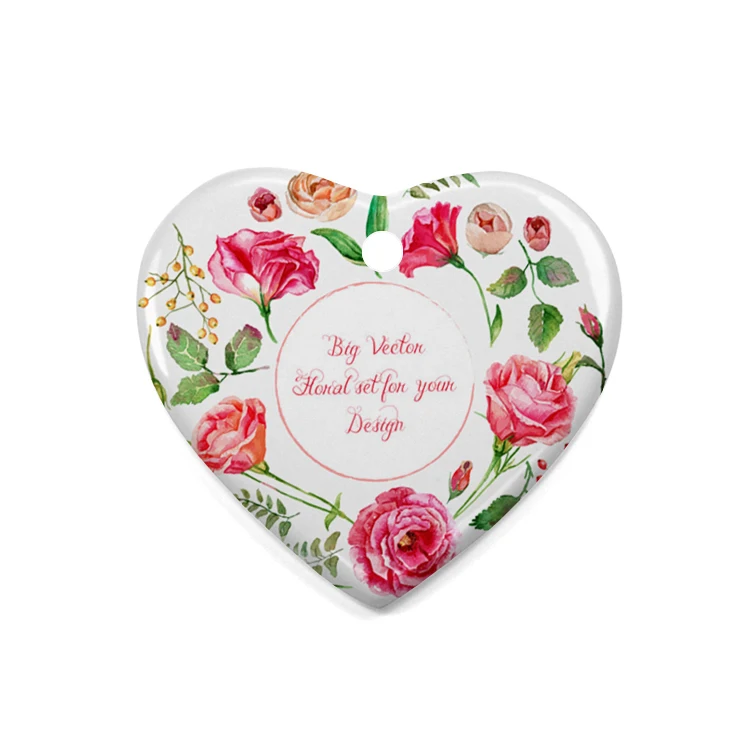 

Leadsub Personalized heart shaped sublimation blank Ceramic decoration and heat transfer Ornament for custom logo