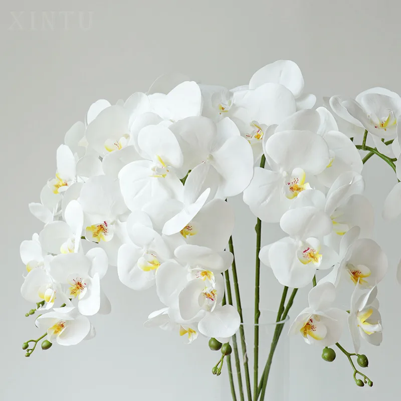 

3D 9 Head Butterfly Orchid Flower Piece Length 107cm Artificial Fake Plant Plastic Flowers Artificielle Wedding Home Decoration, Picture