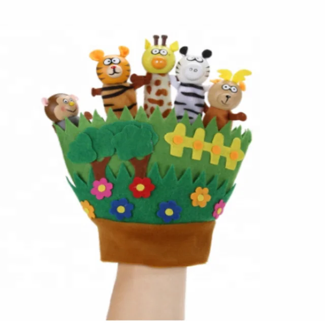 Cute Zoo Animal Hand Puppet Finger Toy Kids Cartoon Dolls Plush Toys
