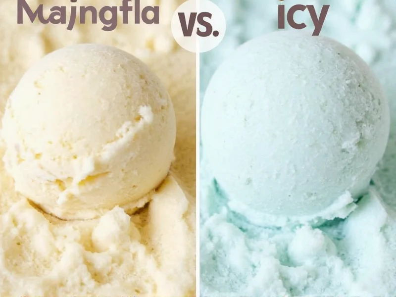 Homemade ice cream texture comparison showing smooth vs icy results
