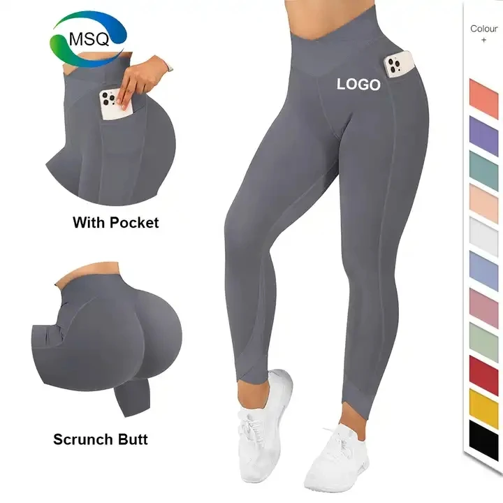 

Custom Logo New Workout leggings fitness clothing women ladies v cut waist sports yoga pants gym leggings with pockets