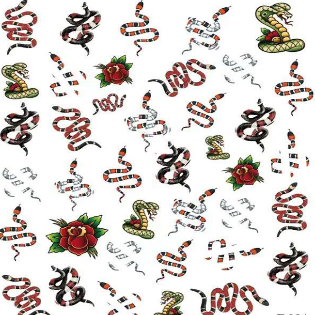 

2021 Charms Nail Art Snake Brand Logo Self-adhesive Snake Pattern Nail Art Stickers