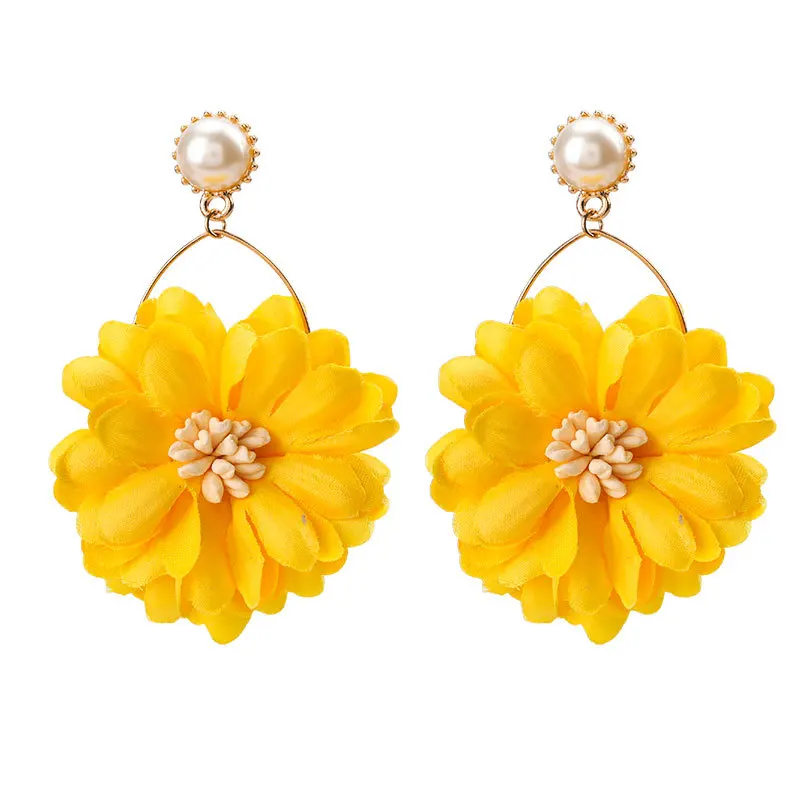 

Sunflower Yellow Flower Summer Holiday Wind Girl Sweet Peal Earrings