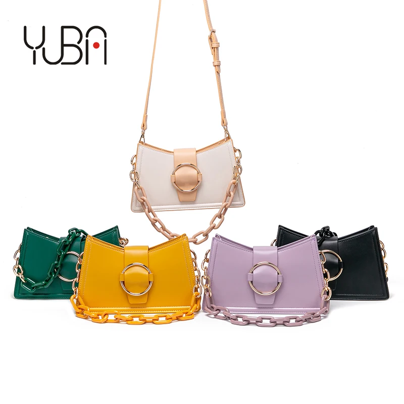 

Wholesale Retro Women Armpit Bag 2021 Designer Pu Leather Resin Chain Handbags For Women, Purple,white,yellow,black,green or customized color