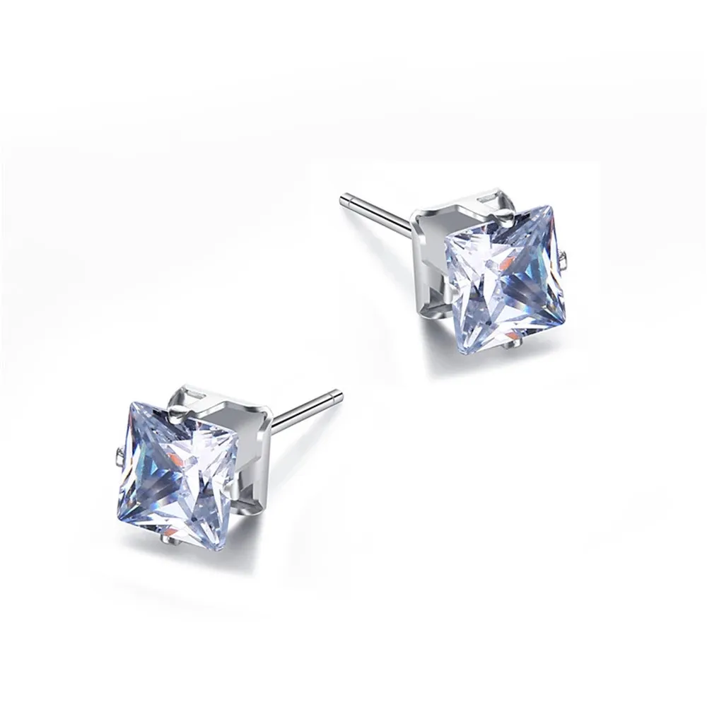 

1Pair Classic Stainless Steel Crystal Zircon Anniversary Wedding Earrings Fashion Jewelry