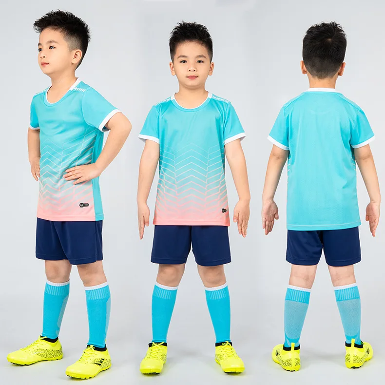 

Wholesale Green Full Set Custom Kids Striped Soccer Jersey DHL Men Sublimation boy football wear girl sport clothes