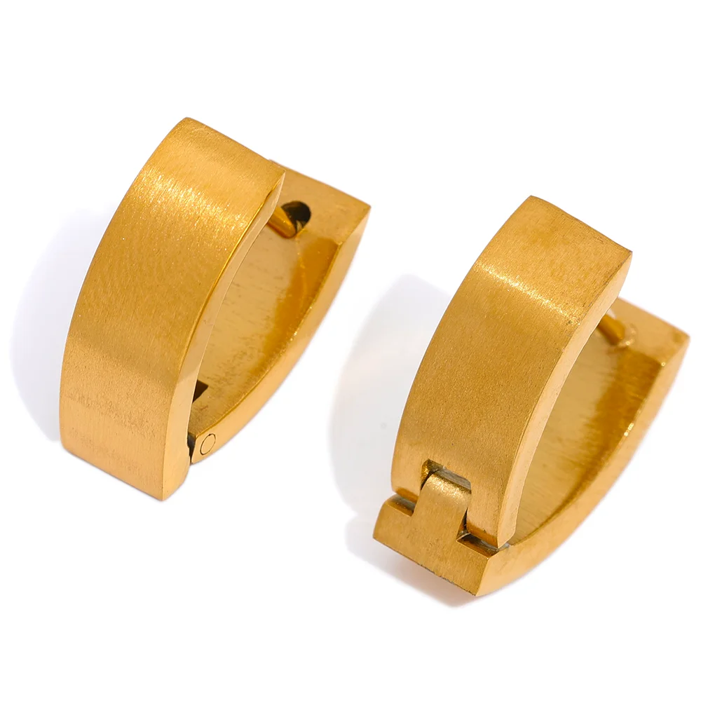

JINYOU 2099 Metal Texture 316L Stainless Steel V Shape Geometric Small Huggie Hoop Earrings Small Fashion Daily Golden Jewelry