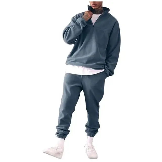 

high quality blank plain solid pullover men velour velvet cotton sweatshirt and sweatpants set tracksuits sweatsuit, Dark blue,light blue,light grey,dark grey or oem colors