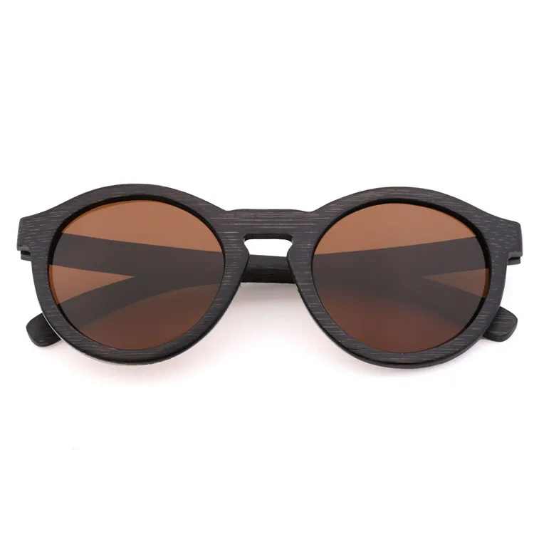 

Custom Logo Mens Womens Vintage Eyewear Round Wooden Bamboo Polarized Sunglasses