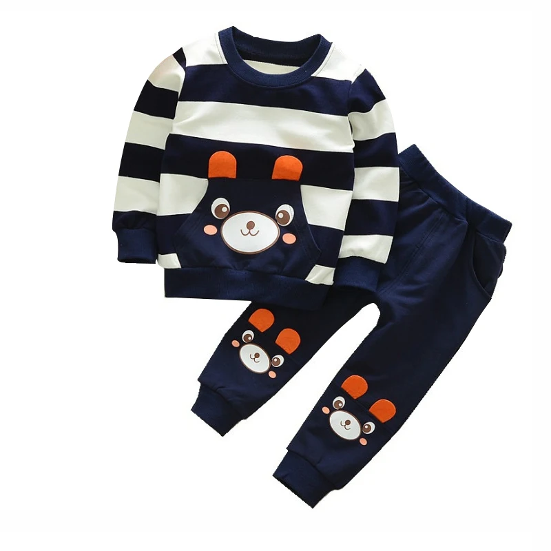 

Baby Boy New Clothes Cartoon Cute Bear Stripe Printed Cotton Long Sleeve Two-piece Boy Clothes Casual Baby Suit 0-5 Years Old