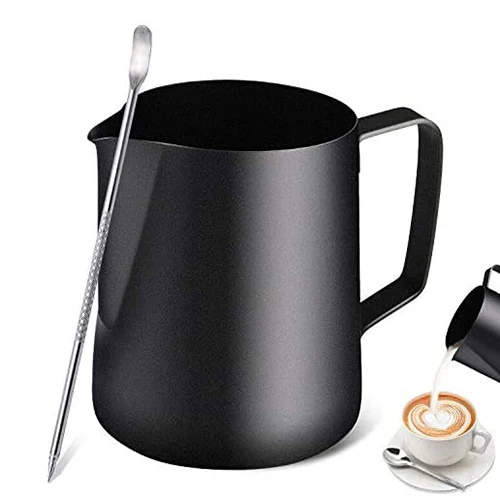 

Custom Espresso 600ml Steamer Arabic Handless Stainless Steel Making Pitcher Coffee Milk Frother Jug With Scale