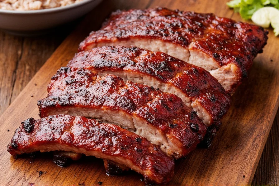Perfectly Sliced BBQ Ribs on Plate
