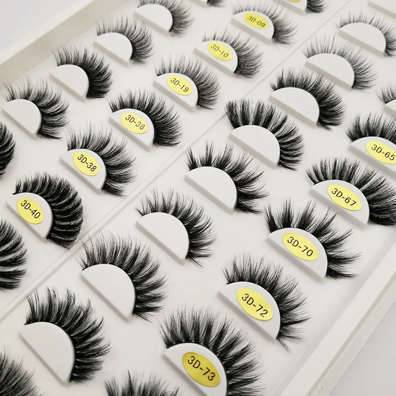 

20 pairs multipack 3D silk faux mink eyelash set wholesale vendor mixed styles oem lashes bulk eyelash packaging box lash books, Natural black