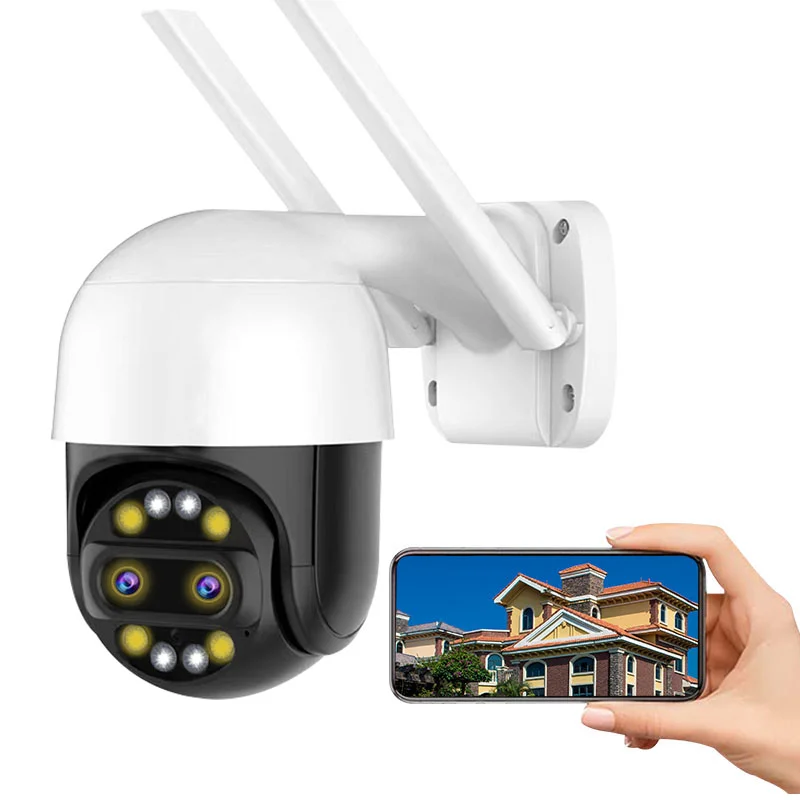 

8X Zoom 4MP 2K Wifi Icsee Camera AI Humanoid Tracking Smart Binocular Dual Lens PTZ Camera Outdoor Wireless Ip Colorful In Night