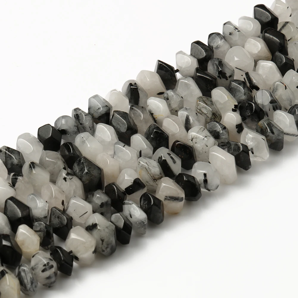 

Natural 6*11mm Irregular Black Rutilated Quartz Beads Special Cut Loose Stone Beads For Jewelry DIY Making