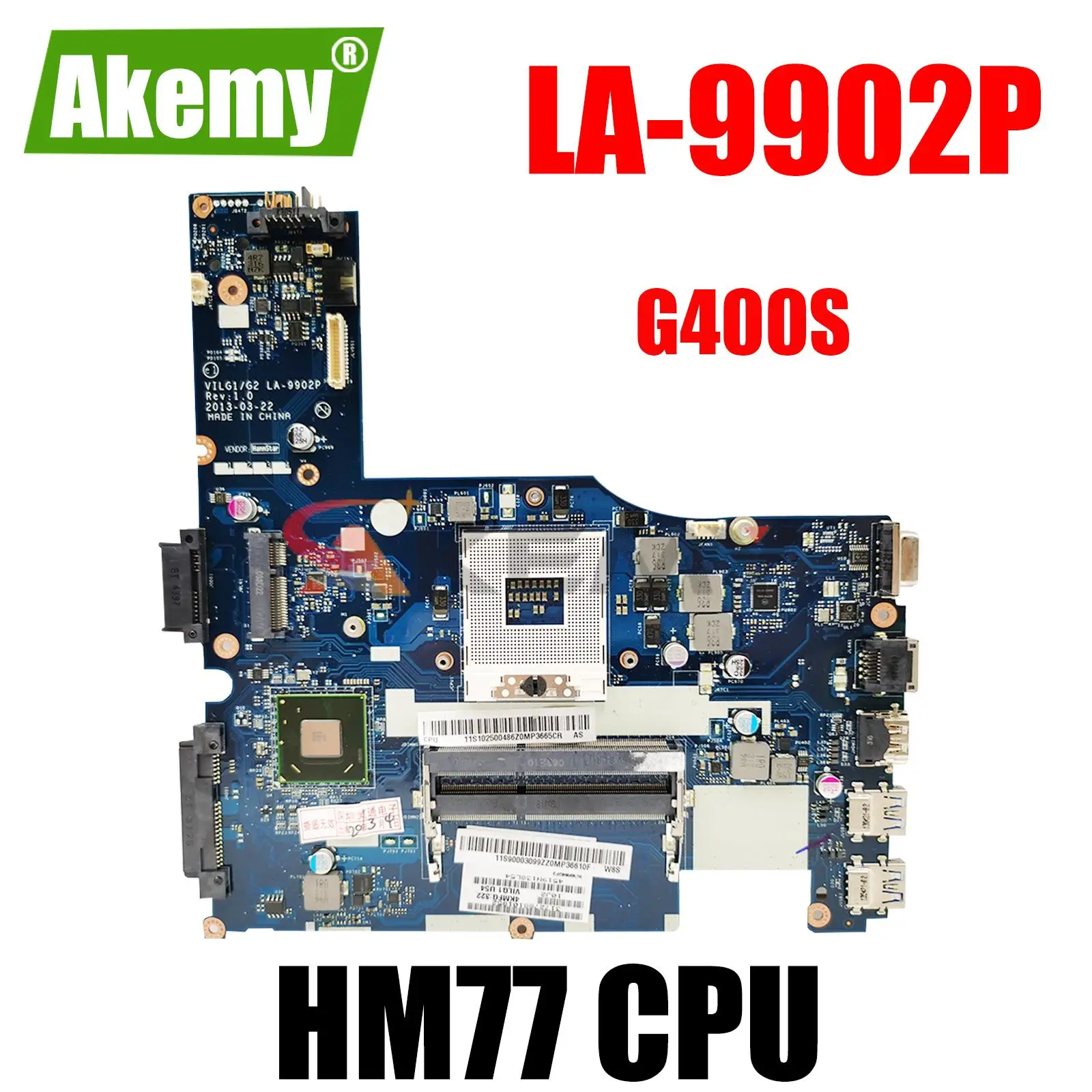 

VILG1/G2 LA-9902P For Lenovo G400S Laptop Motherboard 14 inch 90003099 SLJ8E HM77 DDR3 Free CPU