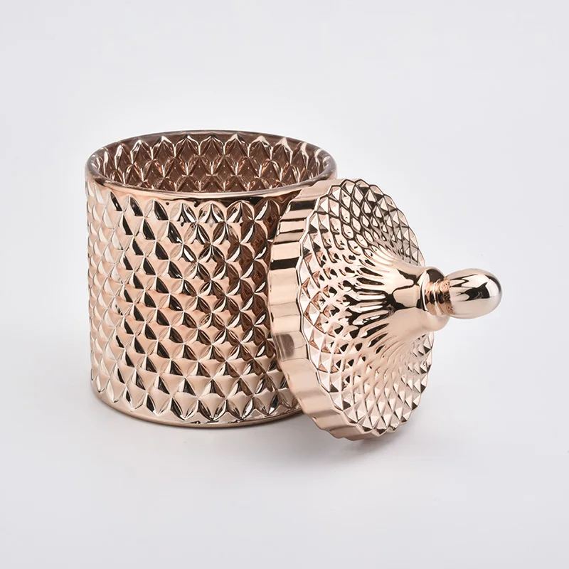Luxury Rose Gold Christmas Candle Jar Glass With Lids