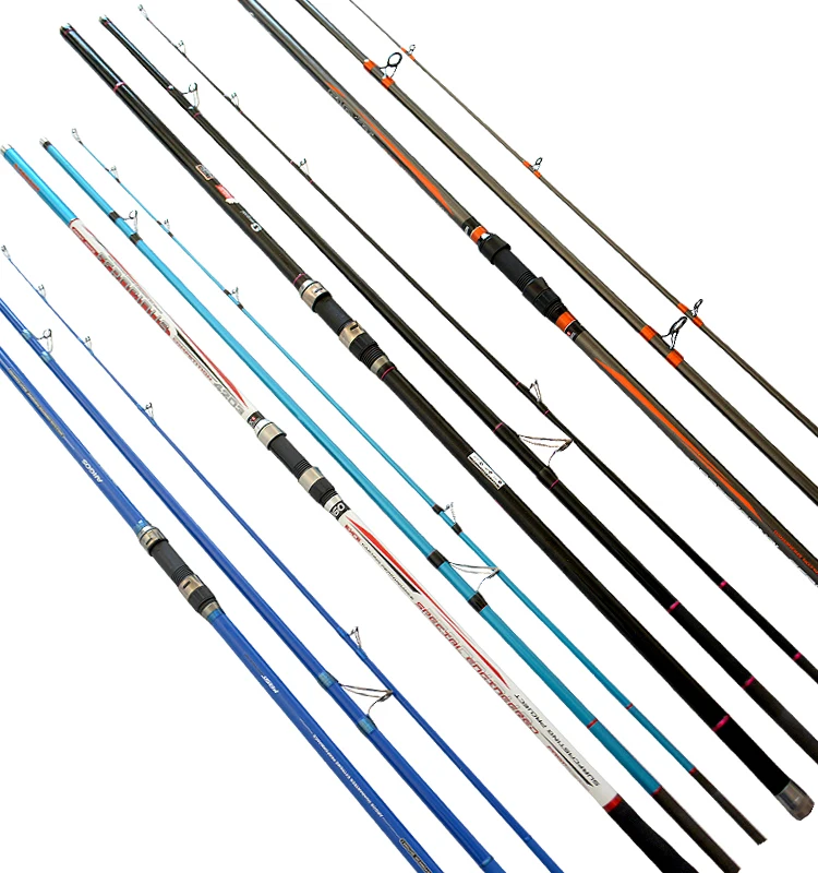 

China OEM European Reservoir Beach 4.2m Carbon surf casting fishing rod 3 section surf rods, 5 color