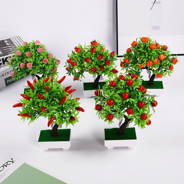

Hot Sale In 2021 Artificial 23 Fruit Small Potted Plants For Home Decoration Faux Plants, As picture shown
