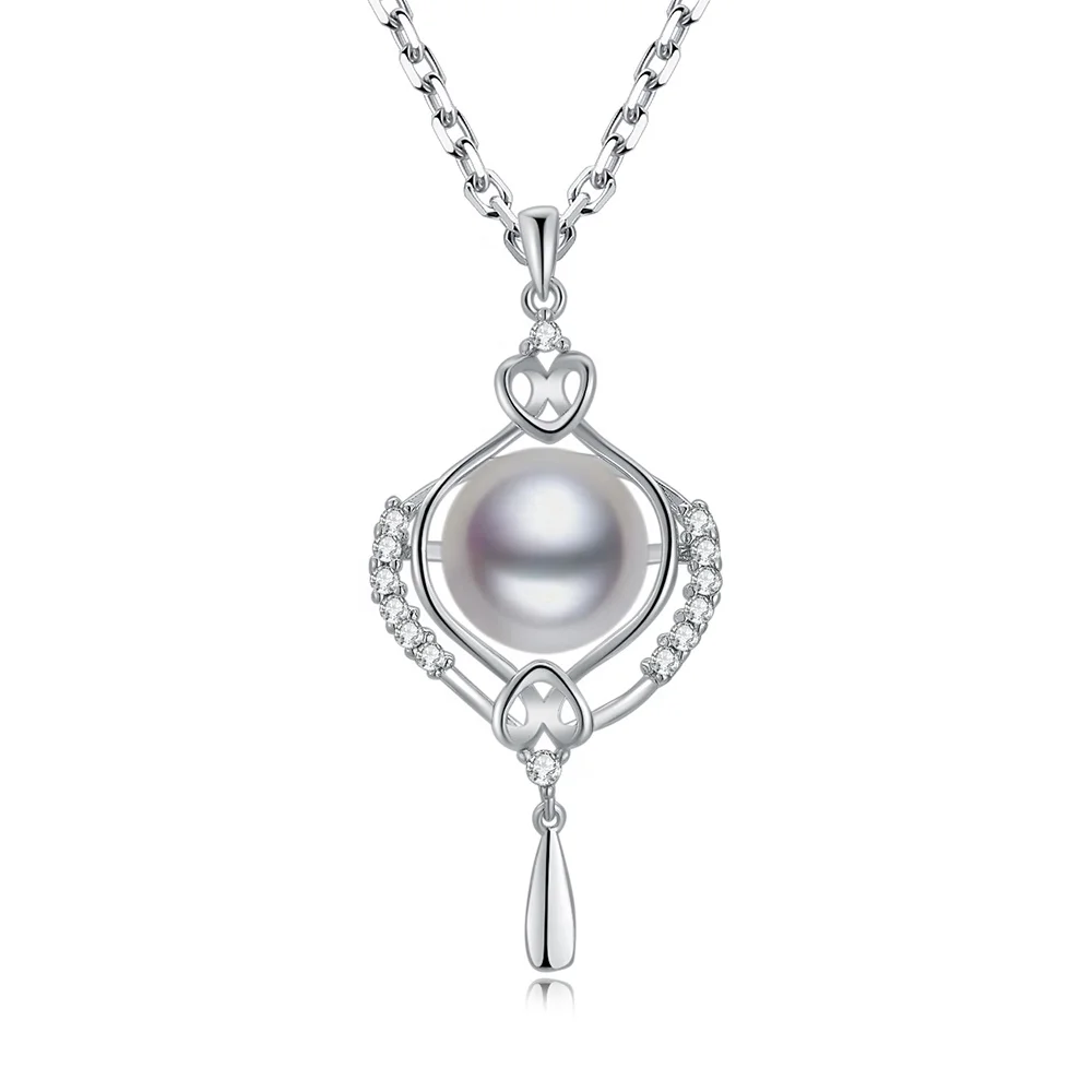 

Simple 925 sterling silver round pearl pendant designs real natural freshwater pearl pendant