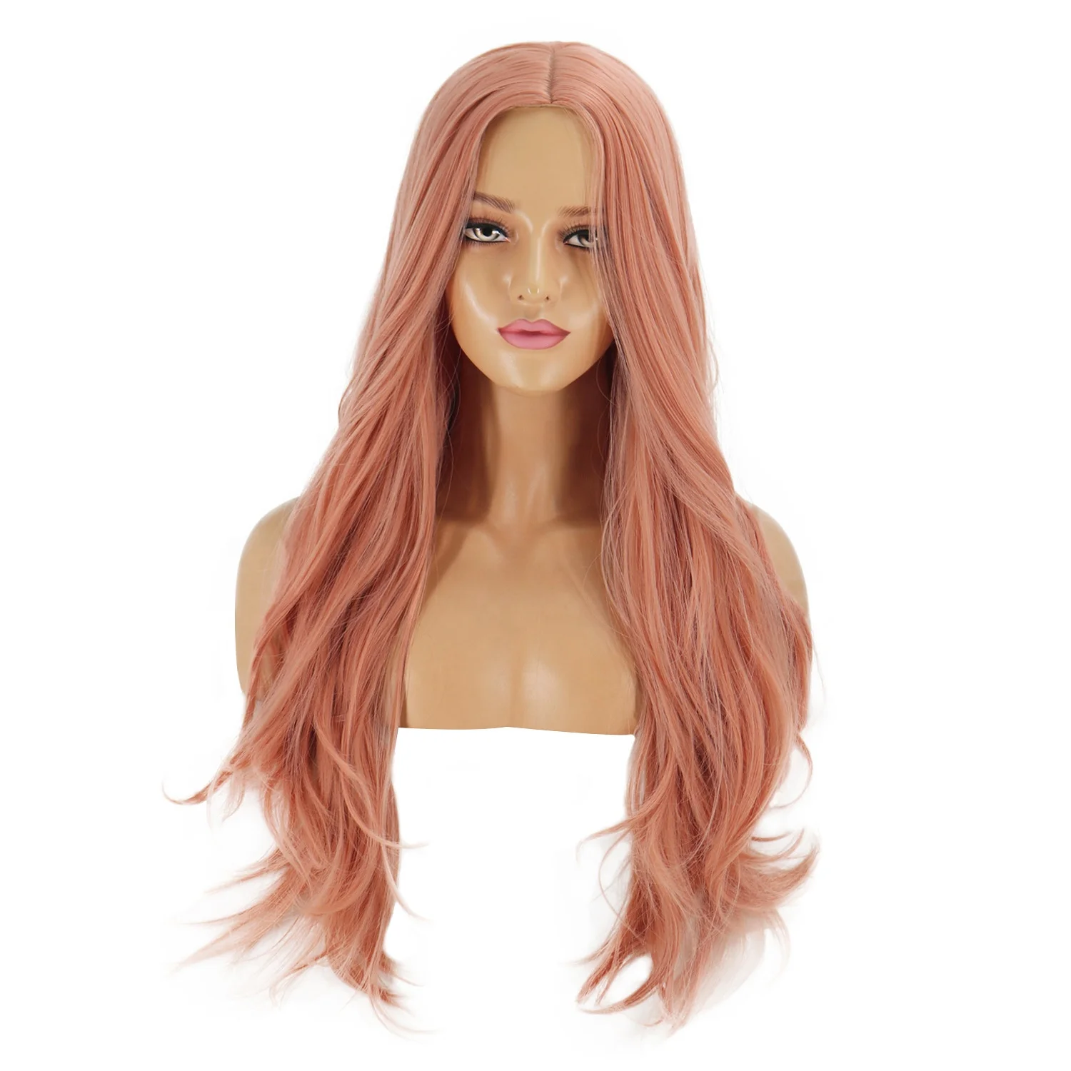 

Vigorous Orange Pink Wigs Women Long Curly Body Wave None Lace Front Hair Synthetic Cosplay Hair Wigs